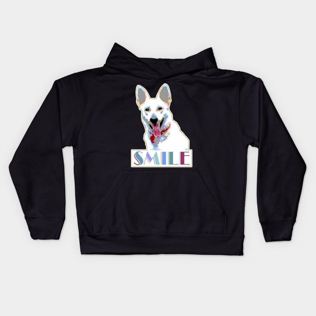 Cheerful Smiling Happy Dog Positive Motivation Cute Retro Dog Lover Kids Hoodie by DesignFunk